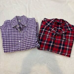 GAP Purple and Crewcuts Red Plaid Cotton Button Down Shirts Size 6/7 Boys